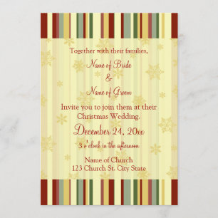 Festive Stripes Christmas Wedding Invitation Cards