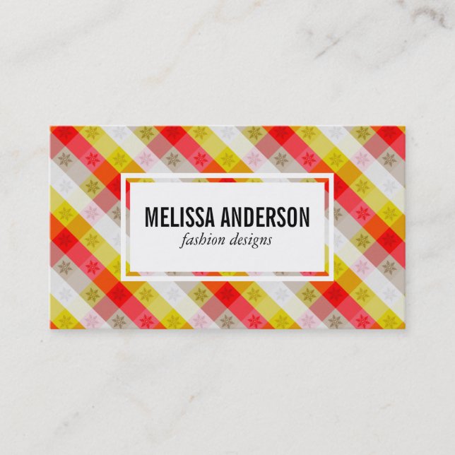 Festive Stripes | Snowflakes Business Card (Front)