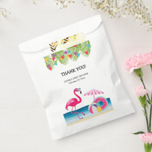 Festive Summer Beach Pink Flamingo Baby Shower Favour Bags