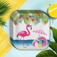 Festive Summer Beach Pink Flamingo Baby Shower