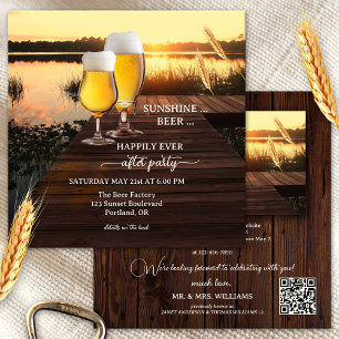 Festive Sunset Beer Happily Ever After Wedding Invitation