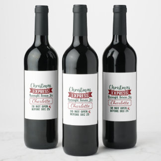 Festive surprise delivery sign wine label