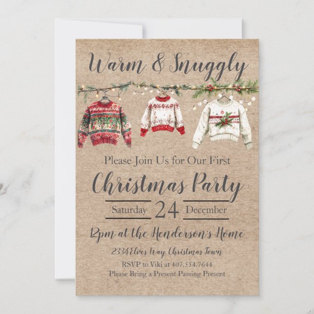 Festive Sweater Christmas Party  Invitation (Front)