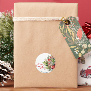 Festive Sweet Candy Canes Merry Christmas Classic Round Sticker