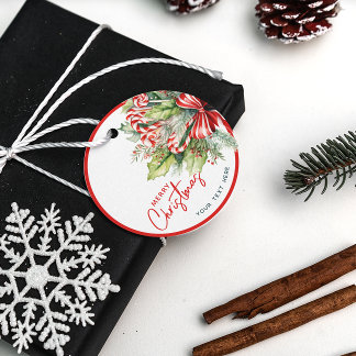 Festive Sweet Candy Canes Merry Christmas Favour Tags