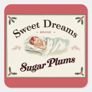 Festive sweet dreams sugar plums square sticker