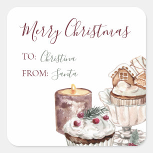 Festive Sweet Treats Christmas Square Sticker