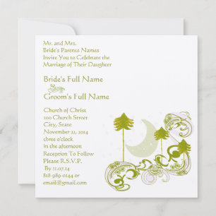 Festive Swirl Moon Tree Square Wedding Invitation