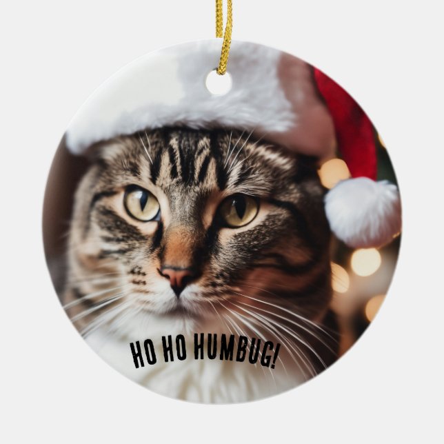 Festive Tabby Ceramic Tree Decoration (Front)
