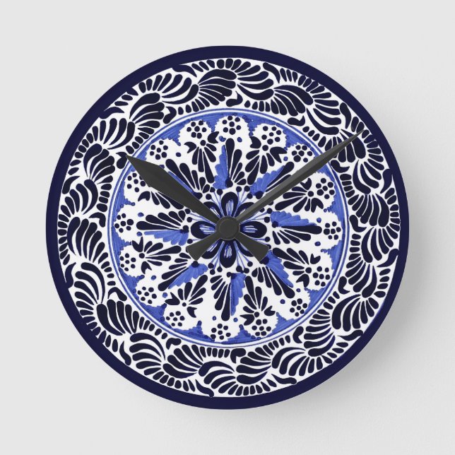 Festive Talavera Cuatro Round Clock (Front)