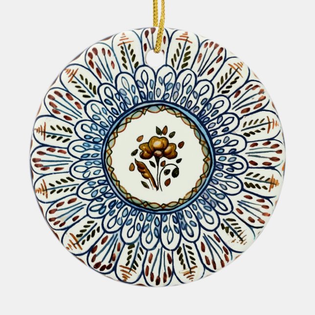 Festive Talavera Dos Ceramic Tree Decoration (Front)
