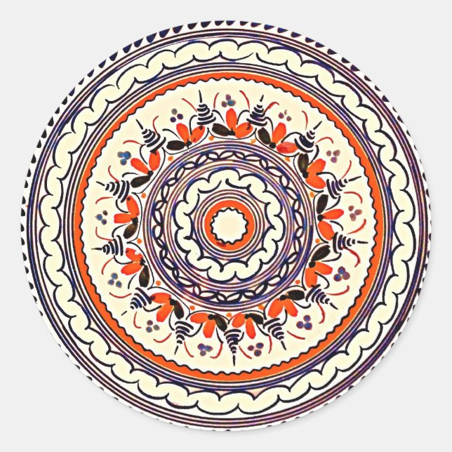 Festive Talavera Uno Classic Round Sticker (Front)
