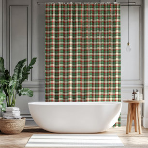 Festive Tartan Curtain Red Green Gift for Décor