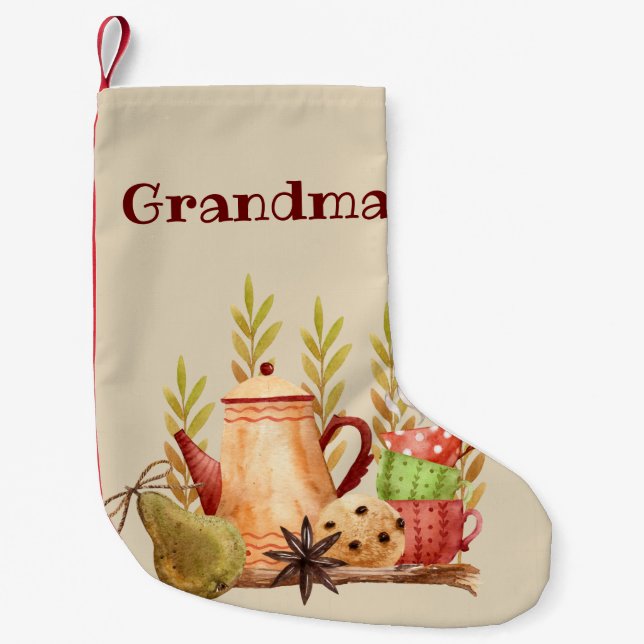 Festive Tea Time Small Christmas Stocking (Front)