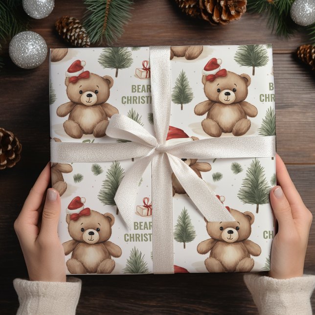 Festive Teddy Bears Family Name Wrapping Paper (Creator Uploaded)