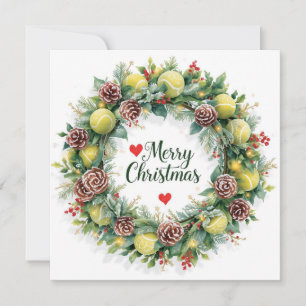 Festive Tennis Wreath for Christmas Holiday Card