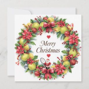 Festive Tennis Wreath for Christmas Holiday Card