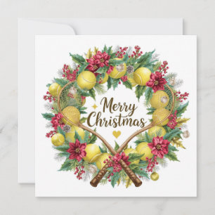 Festive Tennis Wreath for Christmas Holiday Card