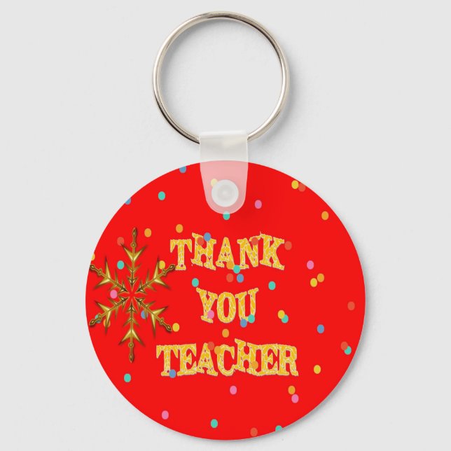 Festive Thank You Teacher Key Ring (Front)