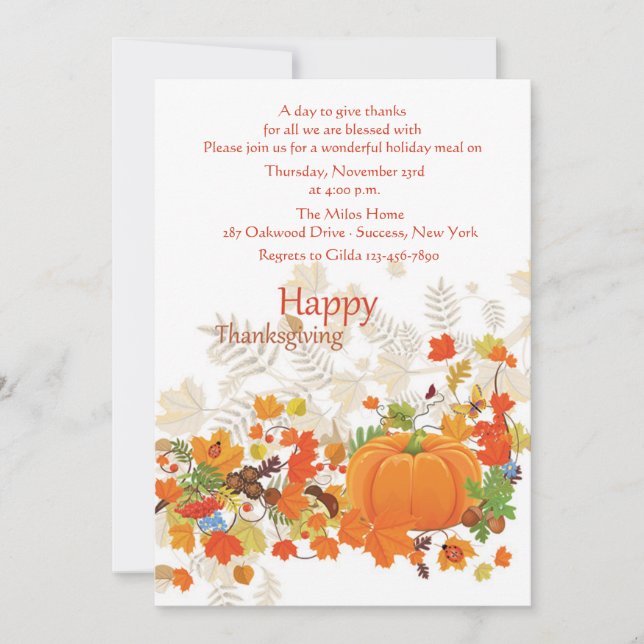 Festive Thanks Thanksgiving Invitation (Front)
