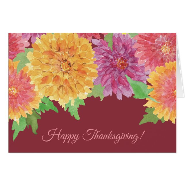 Festive Thanksgiving Chrysanthemum Greeting Card (Front Horizontal)