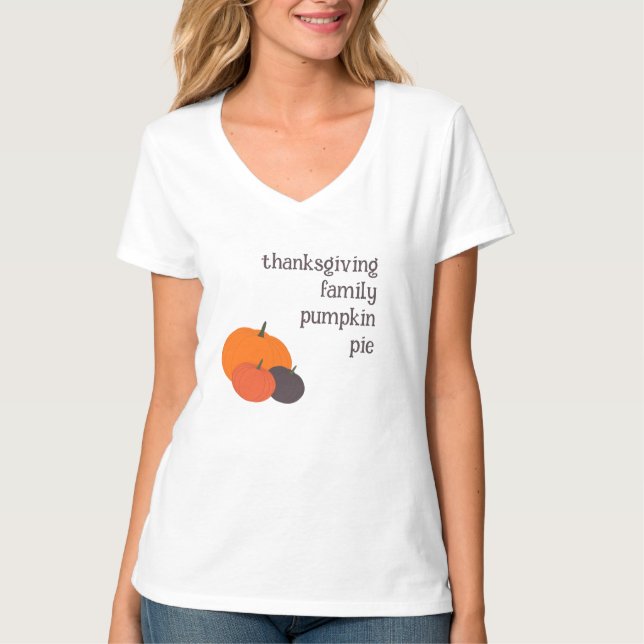 Festive Thanksgiving Family Orange Pumpkins T-Shirt (Front)