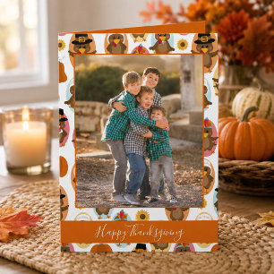 Festive Thanksgiving Family Photo Card