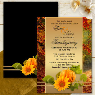 Festive Thanksgiving or Fall Dinner Party  Invitation