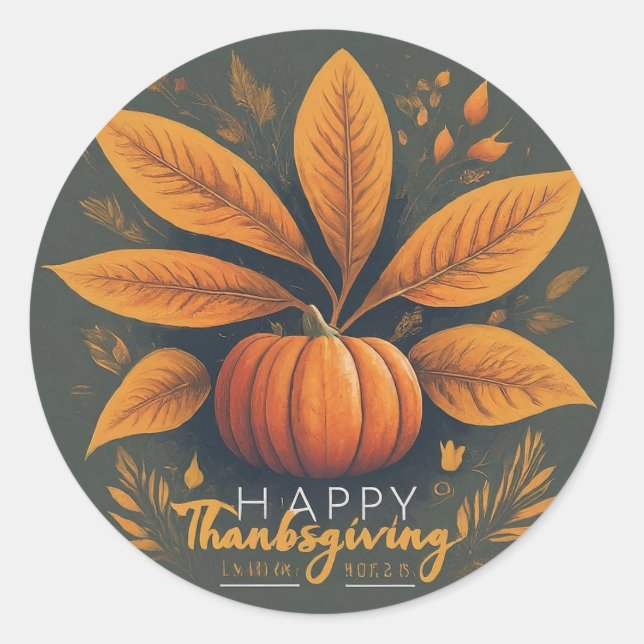 Festive Thanksgiving Round Stickers (Front)