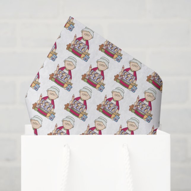 festive tiled baking cookies Mrs. Claus  Tissue Paper (Gift Bag)