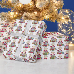 festive tiled baking cookies Mrs. Claus Wrapping Paper