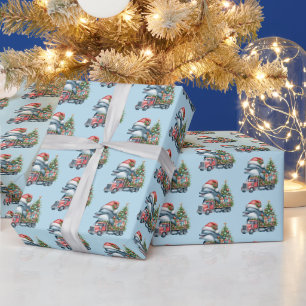 Festive tiled beach dolphin Christmas Wrapping Paper