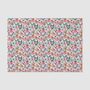 Festive tiled Christmas gnome Tissue Paper