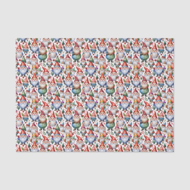 Festive tiled Christmas gnome  Tissue Paper (Front)