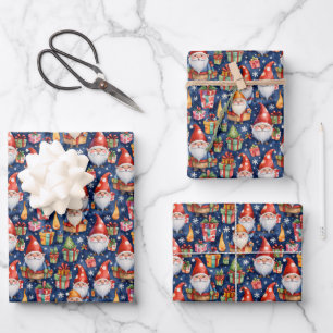 Festive tiled Christmas gnome Wrapping Paper Sheet