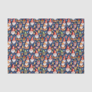 Festive tiled Christmas gnomes Tissue Paper