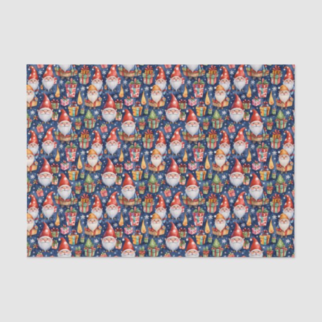 Festive tiled Christmas gnomes  Tissue Paper (Front)