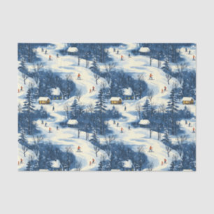 Festive tiled Christmas skiing pattern  Tissue Paper