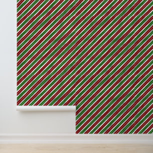 Festive tiled Christmas stripes pattern Wallpaper
