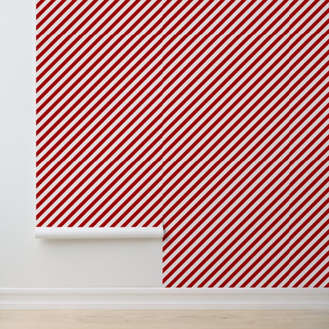 Festive tiled Christmas stripes red white pattern Wallpaper (Application)