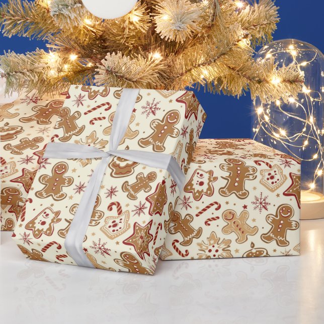 Festive tiled gingerbread Holiday  Wrapping Paper (Holidays)