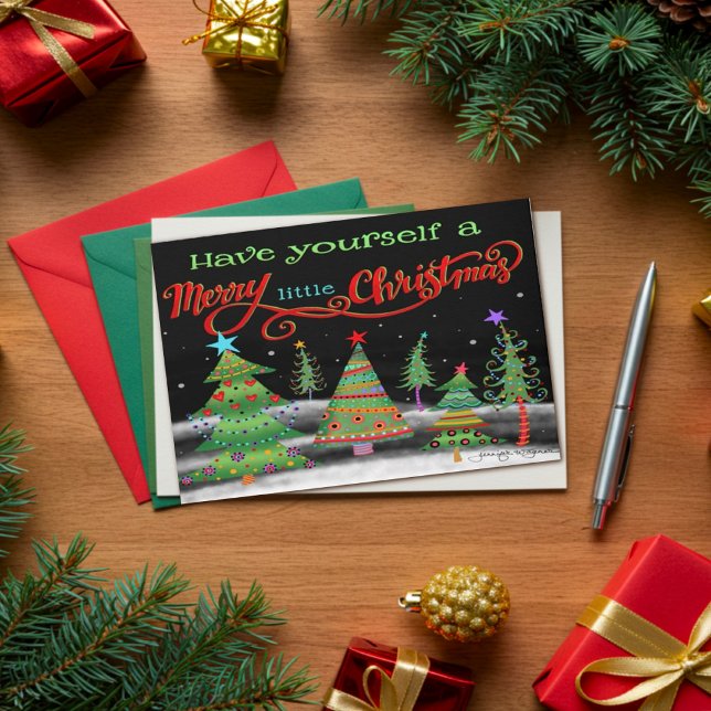 festive Traditional Cheerful Merry Christmas Trees Card (Creator Uploaded)