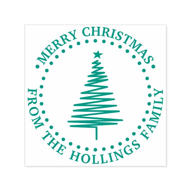 Festive Tree #2 Merry Christmas Greeting Name Self-inking Stamp (Design)