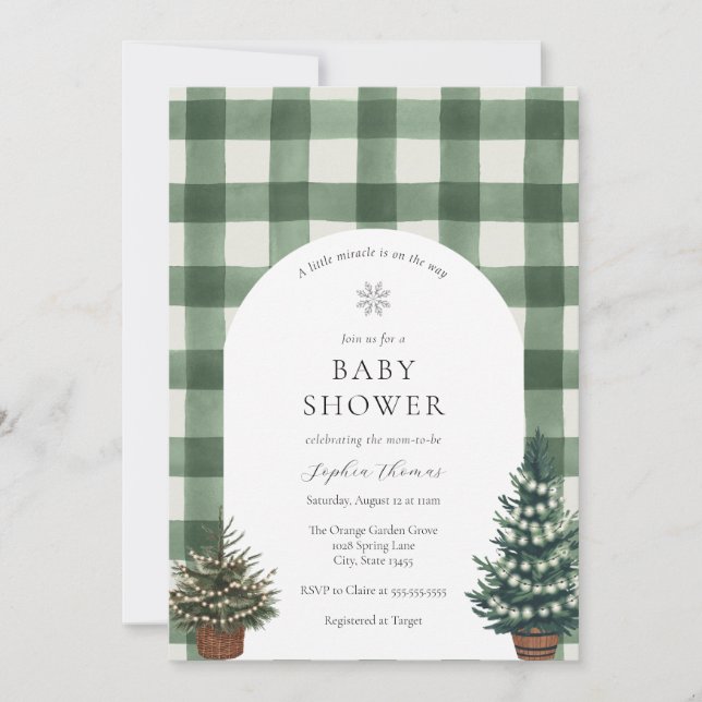Festive Tree Gender Neutral Baby Shower Arch Invitation (Front)