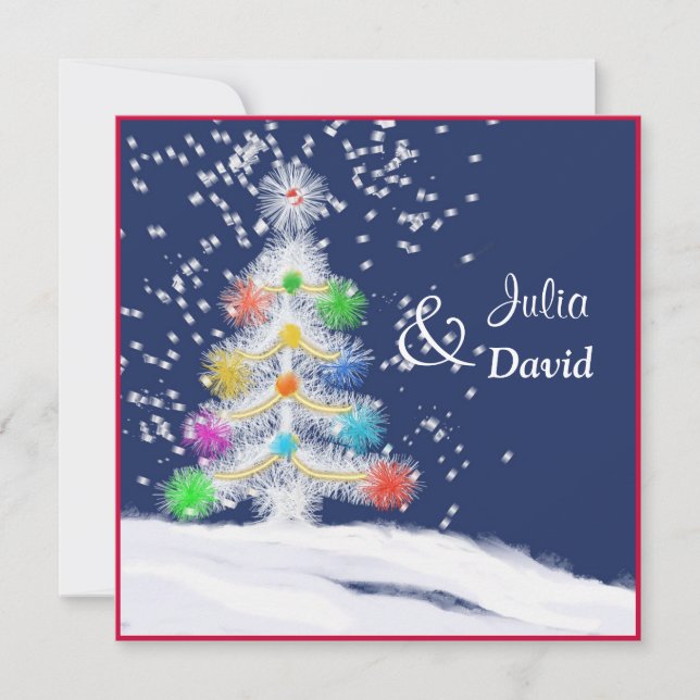 Festive Tree Holiday Wedding Invitation (Front)