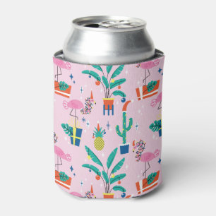 Festive Tropical Christmas Pattern Can Cooler