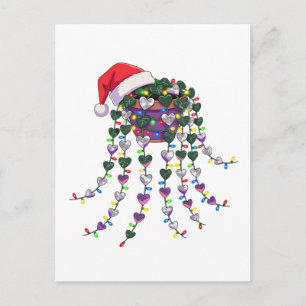 Festive Tropical Houseplant Wearing a Santa Hat Holiday Postcard