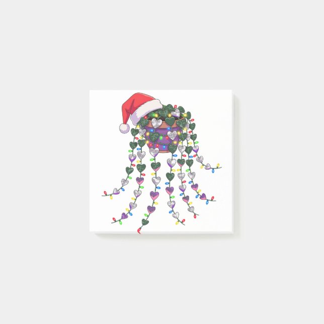 Festive Tropical Houseplant Wearing a Santa Hat   Post-it Notes (Front)