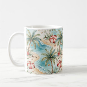 Festive Tropical Palm Trees Christmas lights Coffee Mug