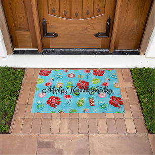 Festive Tropics Hawaiian Holiday Mid Century Mod Doormat